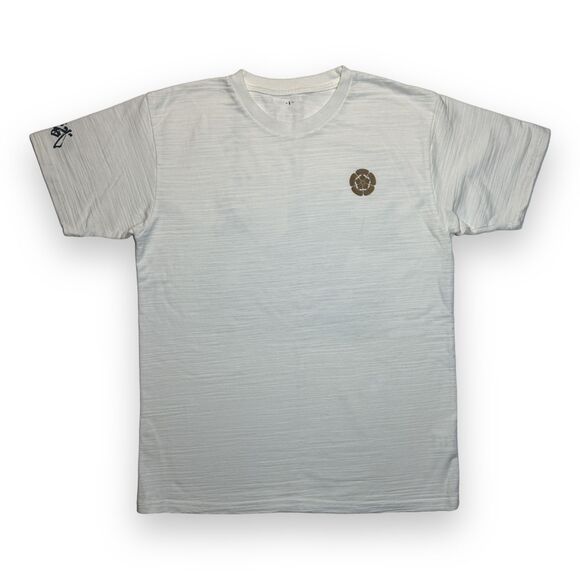 Japanese Novelty T-Shirt Gold Oda Clan Crest, Samarai on Horse Back White Sz L - Picture 4 of 11